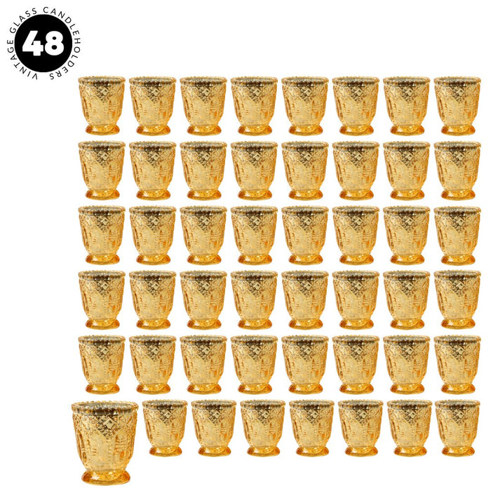 Set of 6 Vintage Glass Candle Holder Bulk Pack-Koyal Wholesale-Blush Pink-Set of 6-