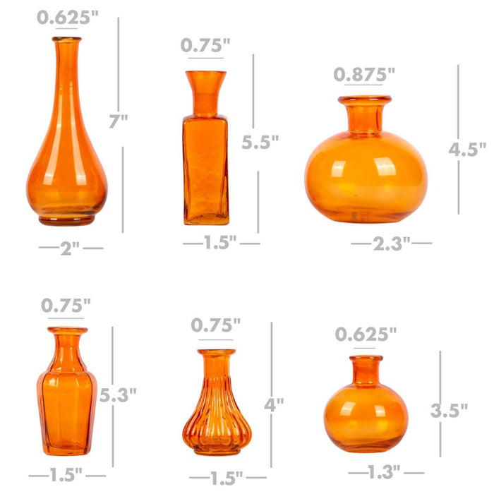 Set of 6 Vintage Glass Flower Bud Vases-Set of 6-Koyal Wholesale-Berry-