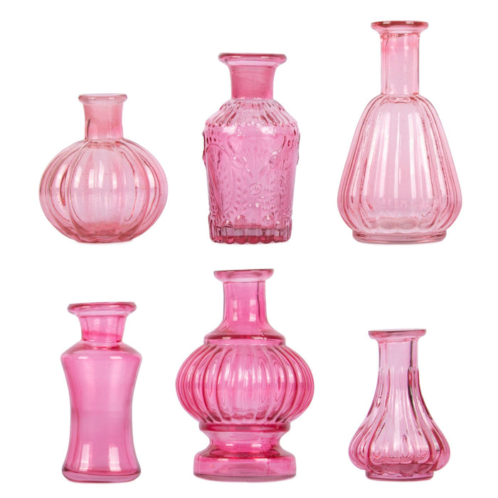 Set of 6 Vintage Glass Flower Bud Vases-Set of 6-Koyal Wholesale-Berry-