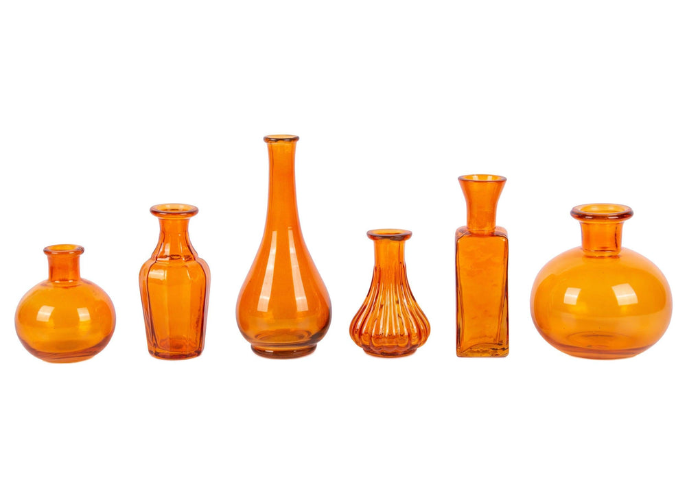 Set of 6 Vintage Glass Flower Bud Vases-Set of 6-Koyal Wholesale-Burnt Orange-