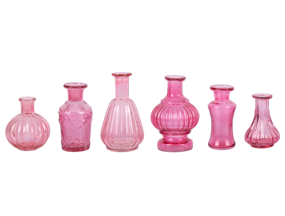 Set of 6 Vintage Glass Flower Bud Vases-Set of 6-Koyal Wholesale-Berry-