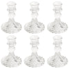 Set of 6 Vintage Glass Taper Candle Holders-Set of 6-Koyal Wholesale-Clear-