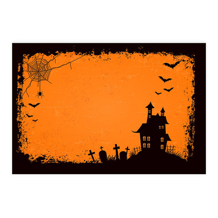 Set of 8 Halloween Disposable Cardstock Paper Placemats for Dining and Decor-Set of 8-Andaz Press-Moonlit Haunted Manor-