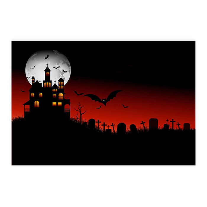 Set of 8 Halloween Disposable Cardstock Paper Placemats for Dining and Decor-Set of 8-Andaz Press-Moonlit Haunted Manor-