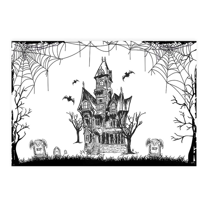 Set of 8 Halloween Disposable Cardstock Paper Placemats for Dining and Decor-Set of 8-Andaz Press-Moonlit Haunted Manor-