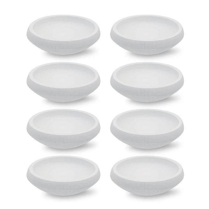 Set of 8 Ribbed Shallow Plant Pots, Succulent Pots-Set of 8-Koyal Wholesale-Desert Tan-