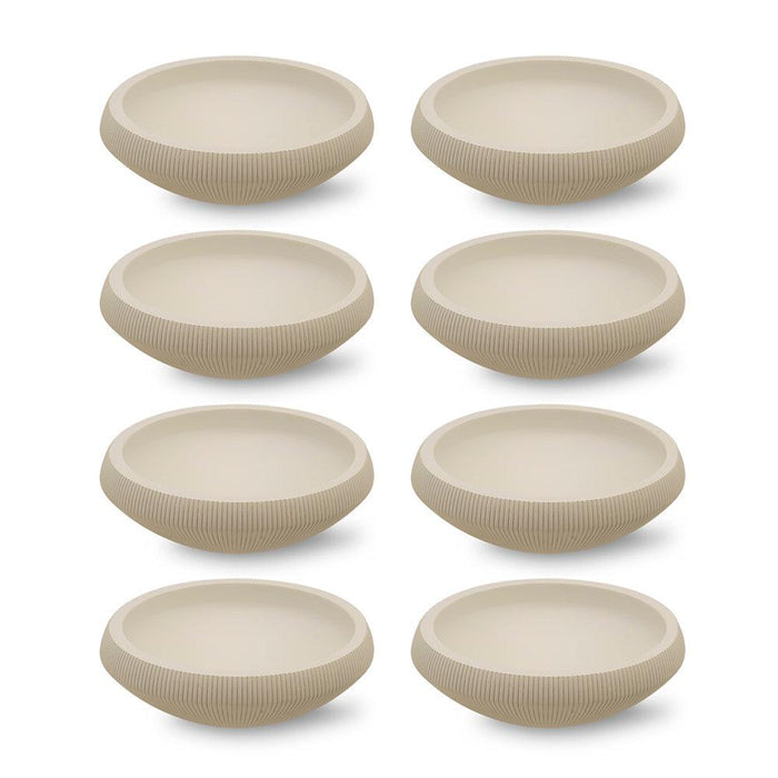 Set of 8 Ribbed Shallow Plant Pots, Succulent Pots-Set of 8-Koyal Wholesale-Desert Tan-