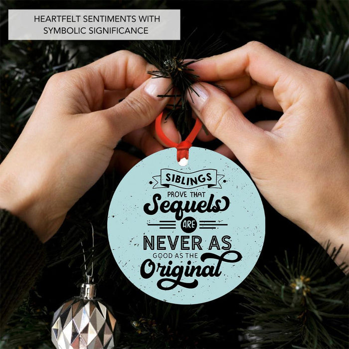 Sibling Christmas Ornaments 20XX, Metal Funny Big Brother & Sister Gift-Set of 1-Andaz Press-Siblings Prove That Sequels Are Never As Good As the Original-