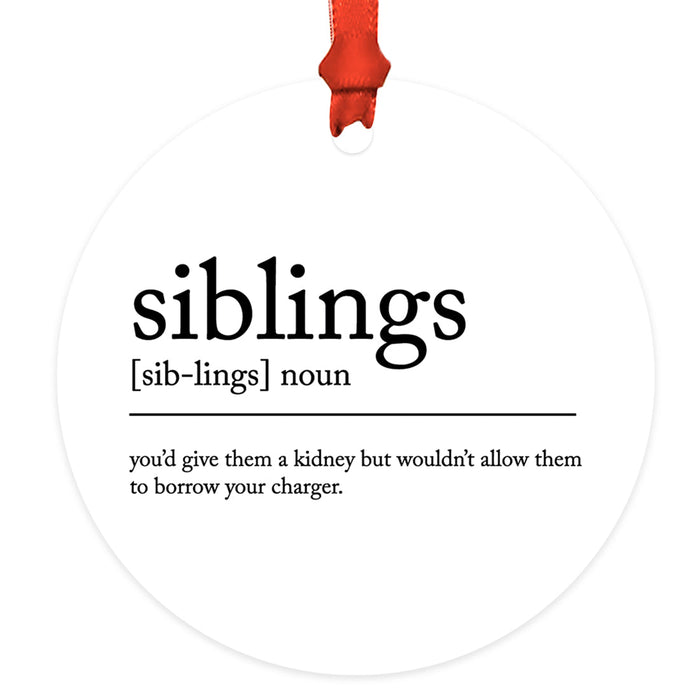 Sibling Christmas Ornaments 20XX, Metal Funny Big Brother & Sister Gift-Set of 1-Andaz Press-Siblings Definition-
