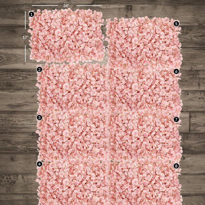 Silk Artificial Hydrangea Flower Wall Panels, Set of 8-Set of 8-Koyal Wholesale-White Cream-24" x 17" x 2.5" H-