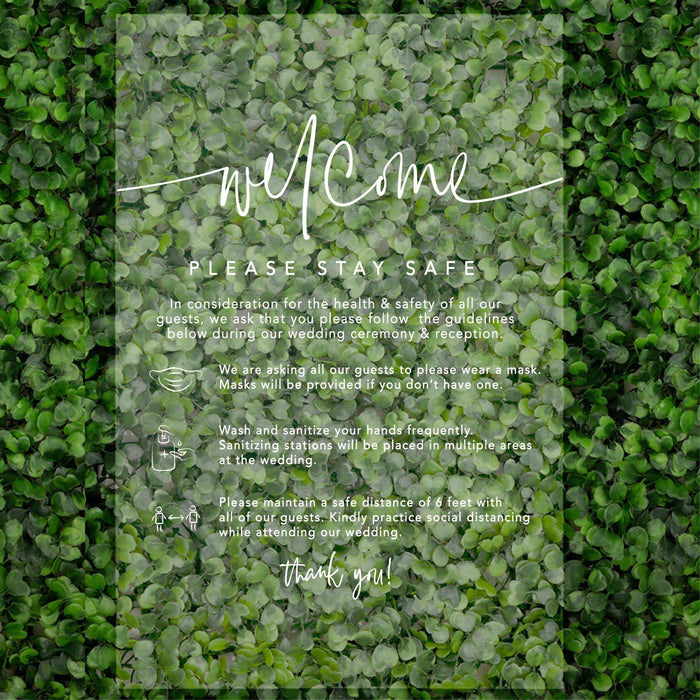 Social Distance Clear Acrylic Wedding Party Signs, White Text, 16 x 24 Inches-Set of 1-Andaz Press-Please Celebrate-