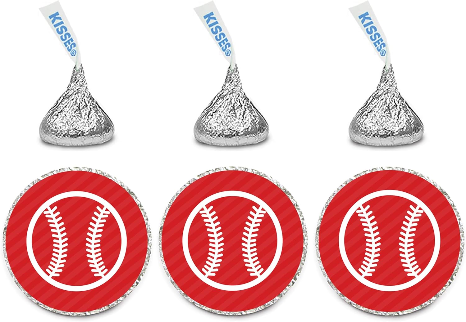 Sports Birthday Shapes Hershey's Kisses Stickers-Set of 216-Andaz Press-Baseball-