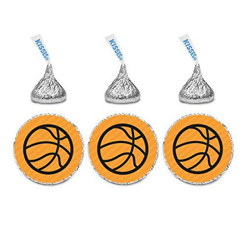 Sports Birthday Shapes Hershey's Kisses Stickers-Set of 216-Andaz Press-Basketball-