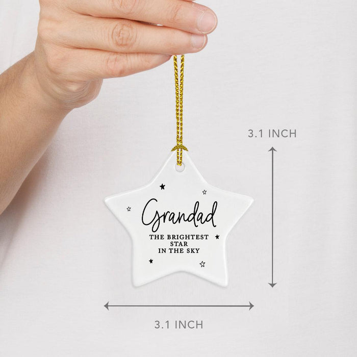 Star Shaped Granddad Porcelain Christmas Ornament Keepsake, Set of 1-Set of 1-Andaz Press-The Brightest Star In The Sky-