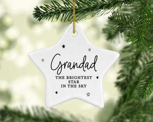 Star Shaped Granddad Porcelain Christmas Ornament Keepsake, Set of 1-Set of 1-Andaz Press-The Brightest Star In The Sky-