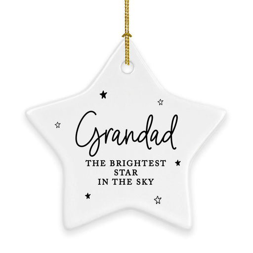 Star Shaped Granddad Porcelain Christmas Ornament Keepsake, Set of 1-Set of 1-Andaz Press-The Brightest Star In The Sky-