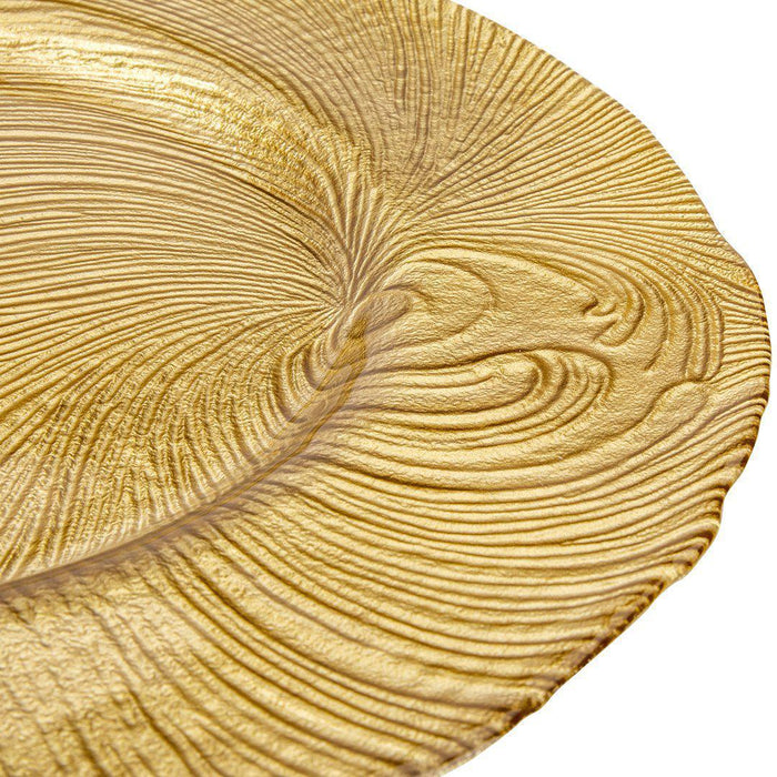 Swirl Glass Charger Plates-Set of 4-Koyal Wholesale-Gold-