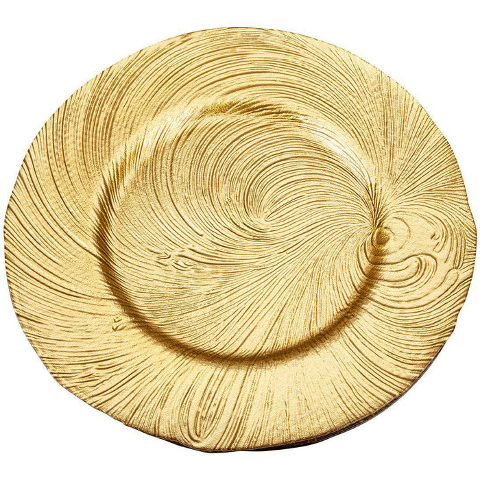 Swirl Glass Charger Plates-Set of 4-Koyal Wholesale-Gold-
