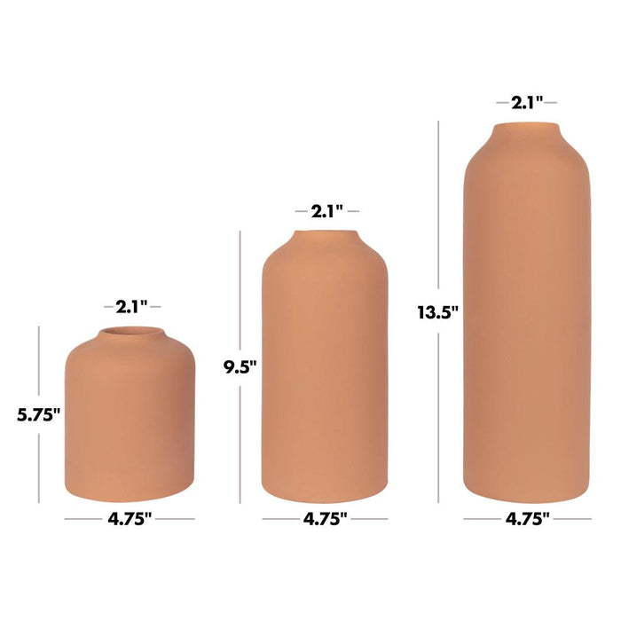 Tall Modern Minimalist Ceramic Vases-Set of 3-Koyal Wholesale-Terracotta-
