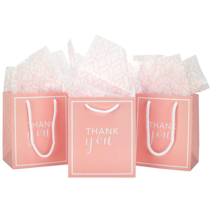 Thank You Party Favor Gift Bags-Set of 25-Andaz Press-White-
