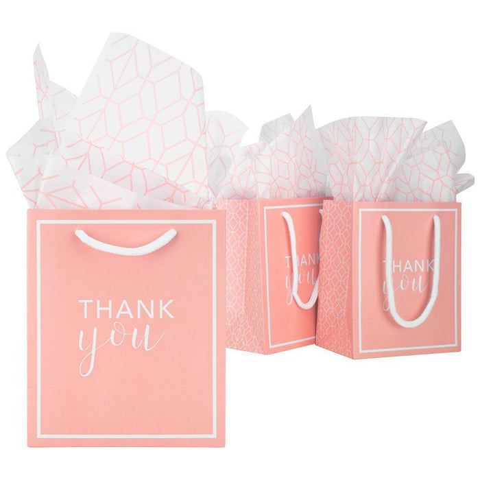 Thank You Party Favor Gift Bags-Set of 25-Andaz Press-White-