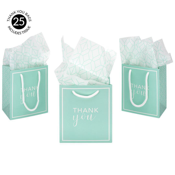 Thank You Party Favor Gift Bags-Set of 25-Andaz Press-White-