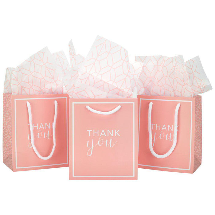 Thank You Party Favor Gift Bags-Set of 25-Andaz Press-Pink-
