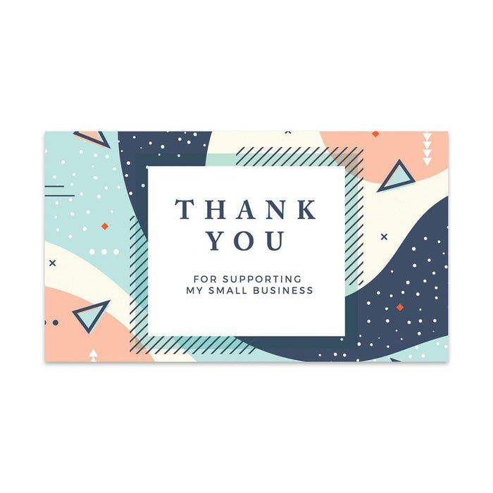 Thank You for Supporting My Small Business Cards-Set of 100-Andaz Press-Coral and Aqua Abstract Shapes-