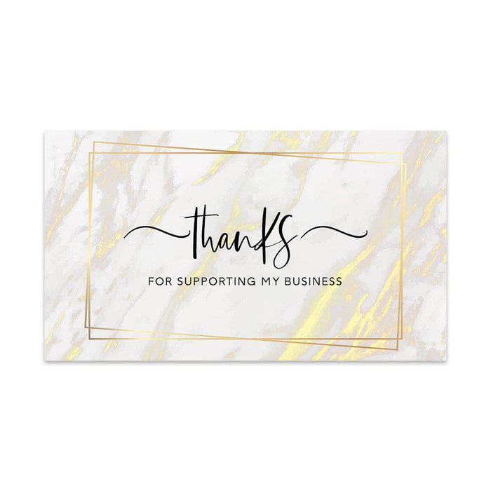 Thank You for Supporting My Small Business Cards-Set of 100-Andaz Press-Gold and Ivory Marble-