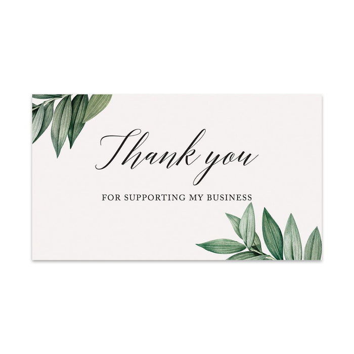 Thank You for Supporting My Small Business Cards-Set of 100-Andaz Press-Greenery Leaves-