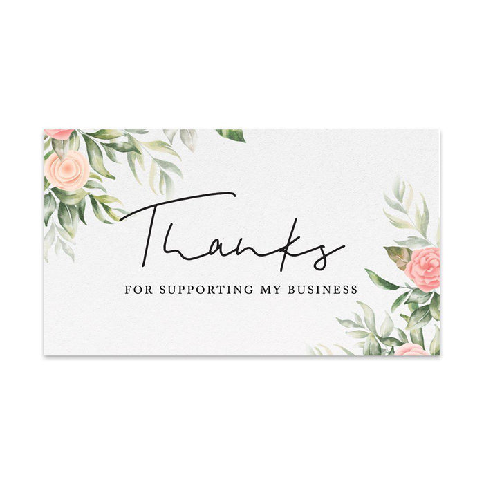 Thank You for Supporting My Small Business Cards-Set of 100-Andaz Press-Ivory and Pink Florals-