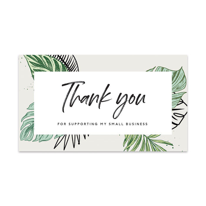 Thank You for Supporting My Small Business Cards-Set of 100-Andaz Press-Line Design Tropical Leaves-