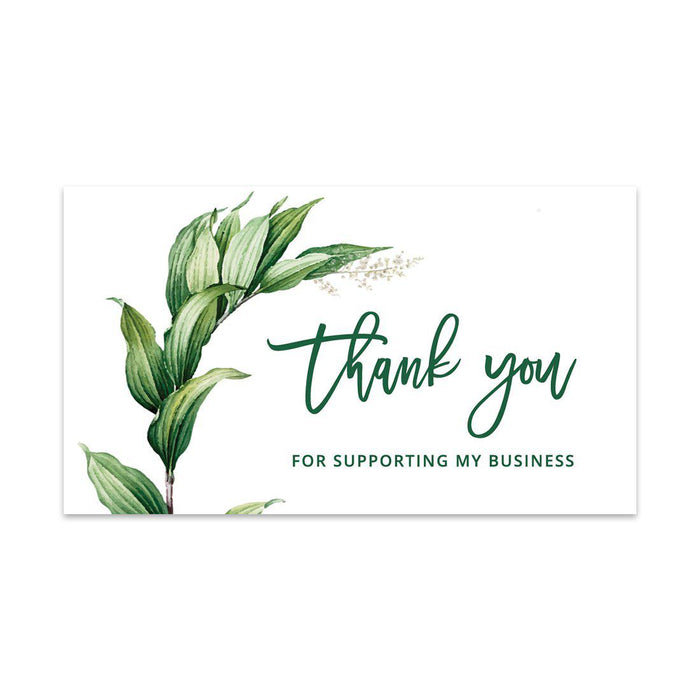 Thank You for Supporting My Small Business Cards-Set of 100-Andaz Press-Minimal Greenery Leaves-