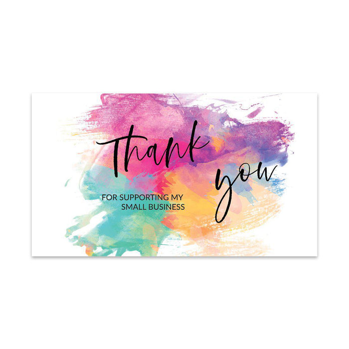 Thank You for Supporting My Small Business Cards-Set of 100-Andaz Press-Rainbow Watercolor Brushed Strokes-