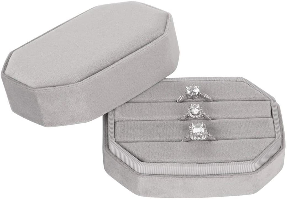 Travel Case Velvet Ring Box-Set of 1-Koyal Wholesale-Gray-