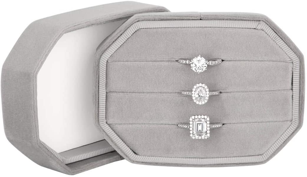 Travel Case Velvet Ring Box-Set of 1-Koyal Wholesale-Gray-