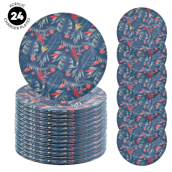 Tropical Palm Leaves Acrylic Charger Plates Bulk Pack-Koyal Wholesale-Set of 1 (4 PC)-