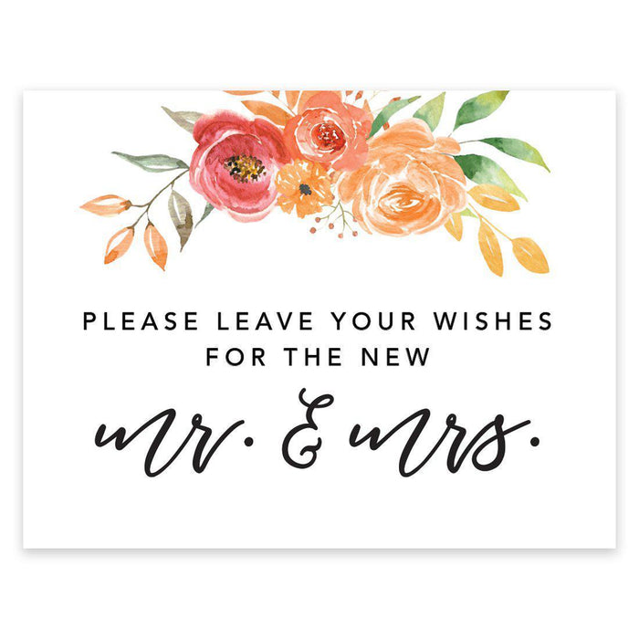 Unframed Autumn Fall Watercolor Party Sign Wedding Collection, 8.5 x 11- inch, Autumn Floral Bouquet Graphic Design-Set of 1-Andaz Press-Mr. & Mrs.-
