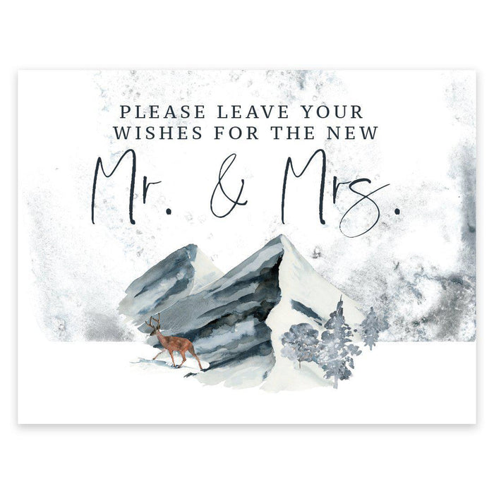 Unframed Winter Snowy Woodland Forest Watercolor Party Sign-Set of 1-Andaz Press-Mr. & Mrs.-