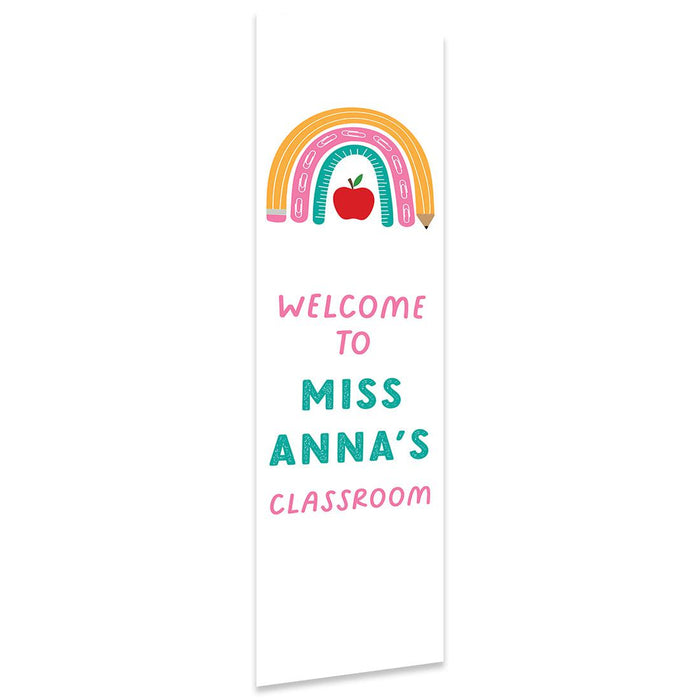 Vertical Large Custom Classroom Welcome Banner Sign for Teachers, Set of 1-Set of 1-Andaz Press-Crayons-