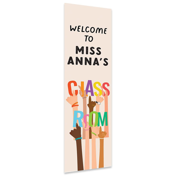 Vertical Large Custom Classroom Welcome Banner Sign for Teachers, Set of 1-Set of 1-Andaz Press-Crayons-