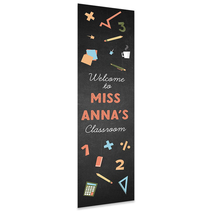 Vertical Large Custom Classroom Welcome Banner Sign for Teachers, Set of 1-Set of 1-Andaz Press-Crayons-