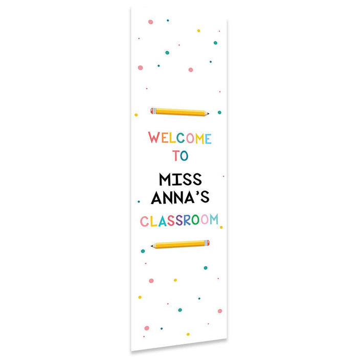 Vertical Large Custom Classroom Welcome Banner Sign for Teachers, Set of 1-Set of 1-Andaz Press-Crayons-