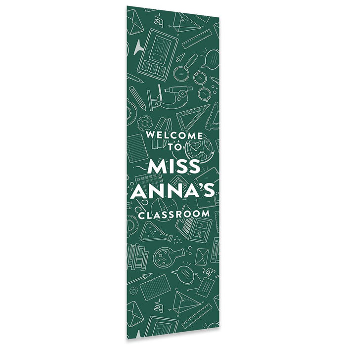 Vertical Large Custom Classroom Welcome Banner Sign for Teachers, Set of 1-Set of 1-Andaz Press-Crayons-