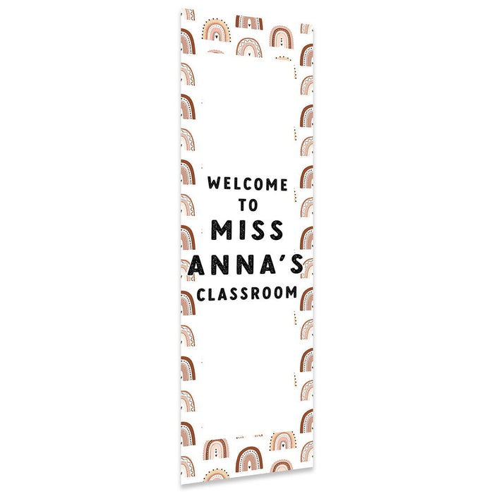 Vertical Large Custom Classroom Welcome Banner Sign for Teachers, Set of 1-Set of 1-Andaz Press-Boho Rainbow-