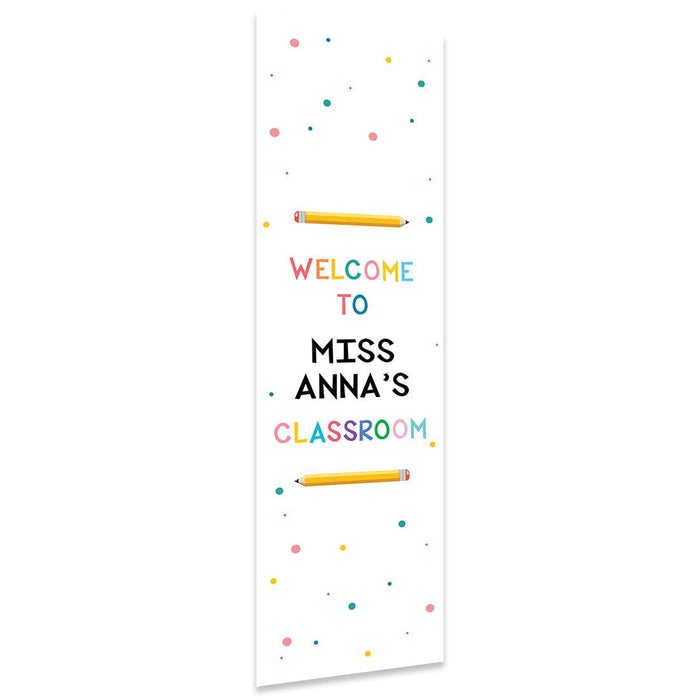 Vertical Large Custom Classroom Welcome Banner Sign for Teachers, Set of 1-Set of 1-Andaz Press-Bright Polka Dots-