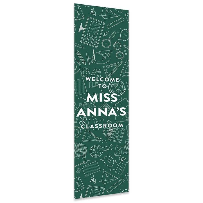 Vertical Large Custom Classroom Welcome Banner Sign for Teachers, Set of 1-Set of 1-Andaz Press-Green Science Theme-