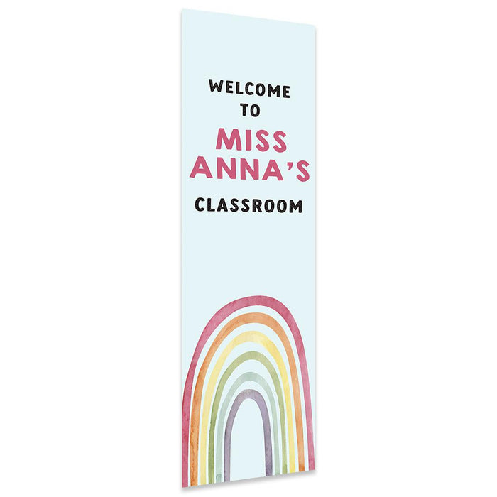 Vertical Large Custom Classroom Welcome Banner Sign for Teachers, Set of 1-Set of 1-Andaz Press-Pastel Rainbow-
