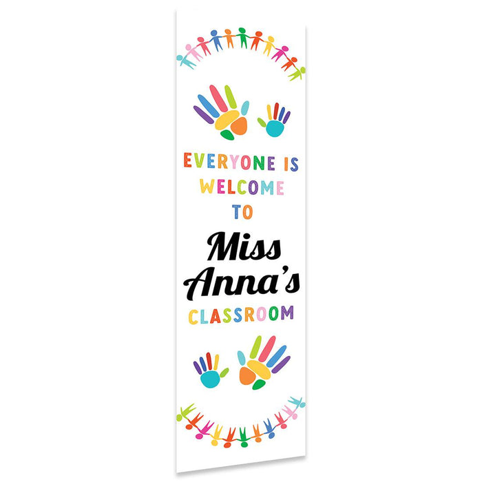 Vertical Large Custom Classroom Welcome Banner Sign for Teachers, Set of 1-Set of 1-Andaz Press-Rainbow Diversity-