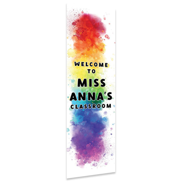 Vertical Large Custom Classroom Welcome Banner Sign for Teachers, Set of 1-Set of 1-Andaz Press-Rainbow Spray Paint-